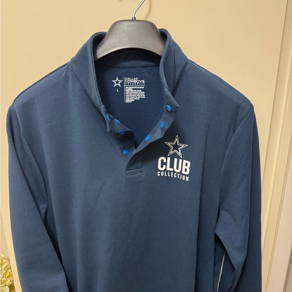 Dallas Cowboys NFL Club Collection Pullover High Collar Snap Button Size L - Picture 6 of 14